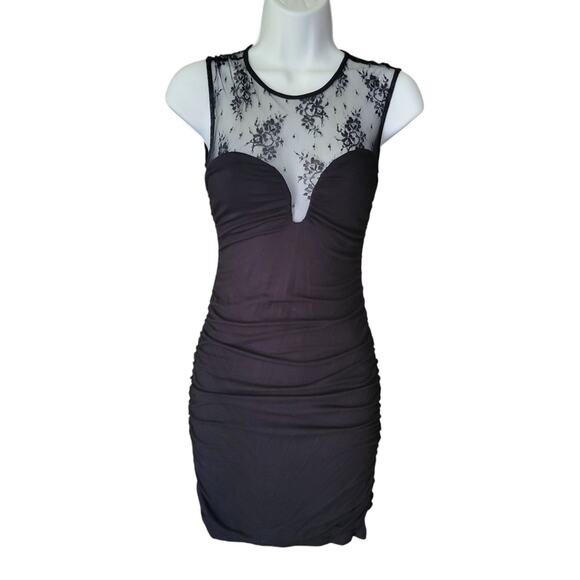 ASO FRIENDS GUESS Bodycon Y2k Black Dress whimsy GothIc witch SM - Picture 2 of 11